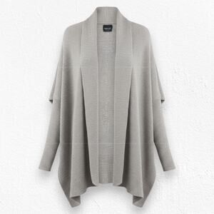 ZARA Knit Oversized Open Front Batwing Cardigan Beige Ribbed Sweater Size Medium